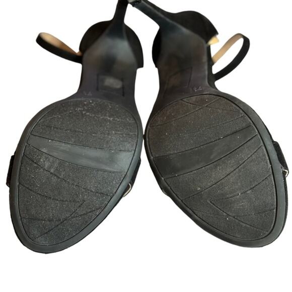 Rialto Revere black faux suede ankle strap single toe strap stiletto size 7.5 - Picture 2 of 8